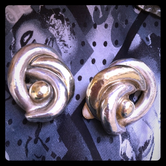 Vintage Sterling silver chunky large Modernist - Picture 2 of 6